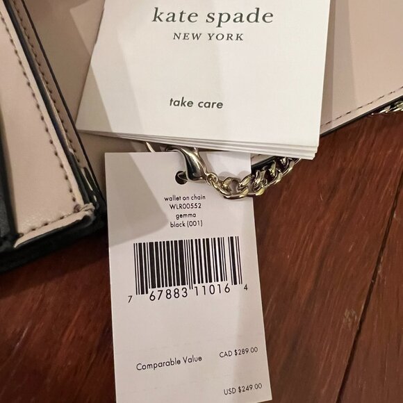 NWT Kate Spade Black Scallop Leather Wallet on Chain - Picture 11 of 11